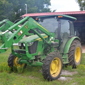 John Deere Cab Tractor | John Deere 5075E Cab Tractor with 520M Loader with Bucket & Hay Spear