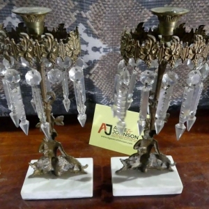 Marble Base Candle Holder & Prisms | Downtown Antique Mall
