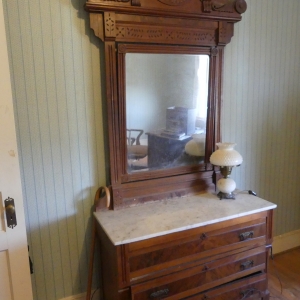 Marble Top Dresser | Spoon Carved Marble Top Dresser & Mirror