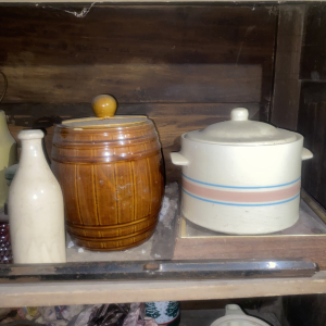 CROCKS  CHURNS | #4 Butter Churn  #4 Crock  1856 Mason Pickle Jar  Crock Bottle  Crocks  McCoy Cookie Jar  Much More