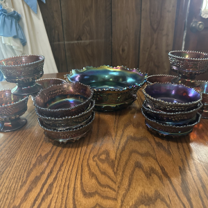 CARNIVAL GLASS | Northwood Blue Carnival Glass Berry Dishes