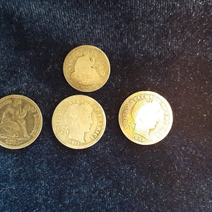 DIMES & HALF DIMES | Barber Dimes  Seated Liberty Half Dimes  Buffalo Nickels  Indian Head Wheat Pennies  $1 Silver Certificates 1935 E  G, 1957 A  B  D  Much More