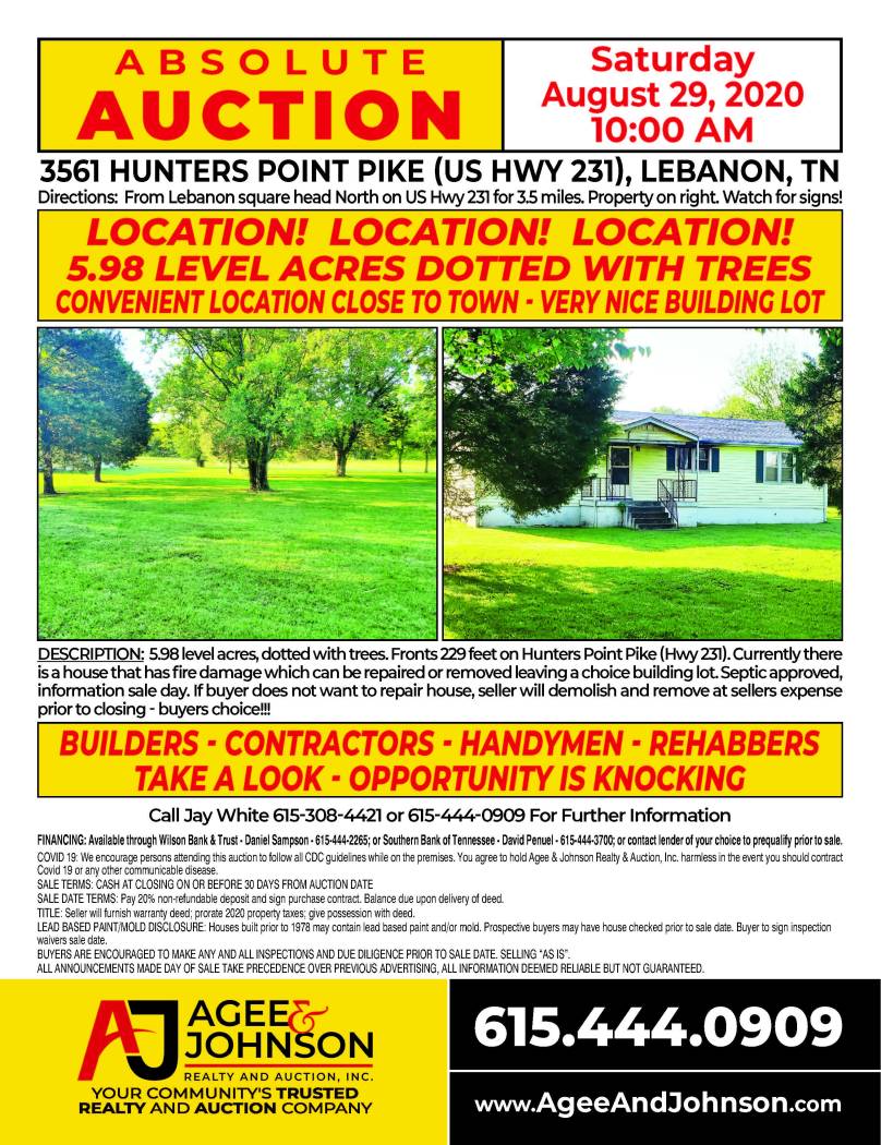3561 Hunters Point Pike Absolute Auction