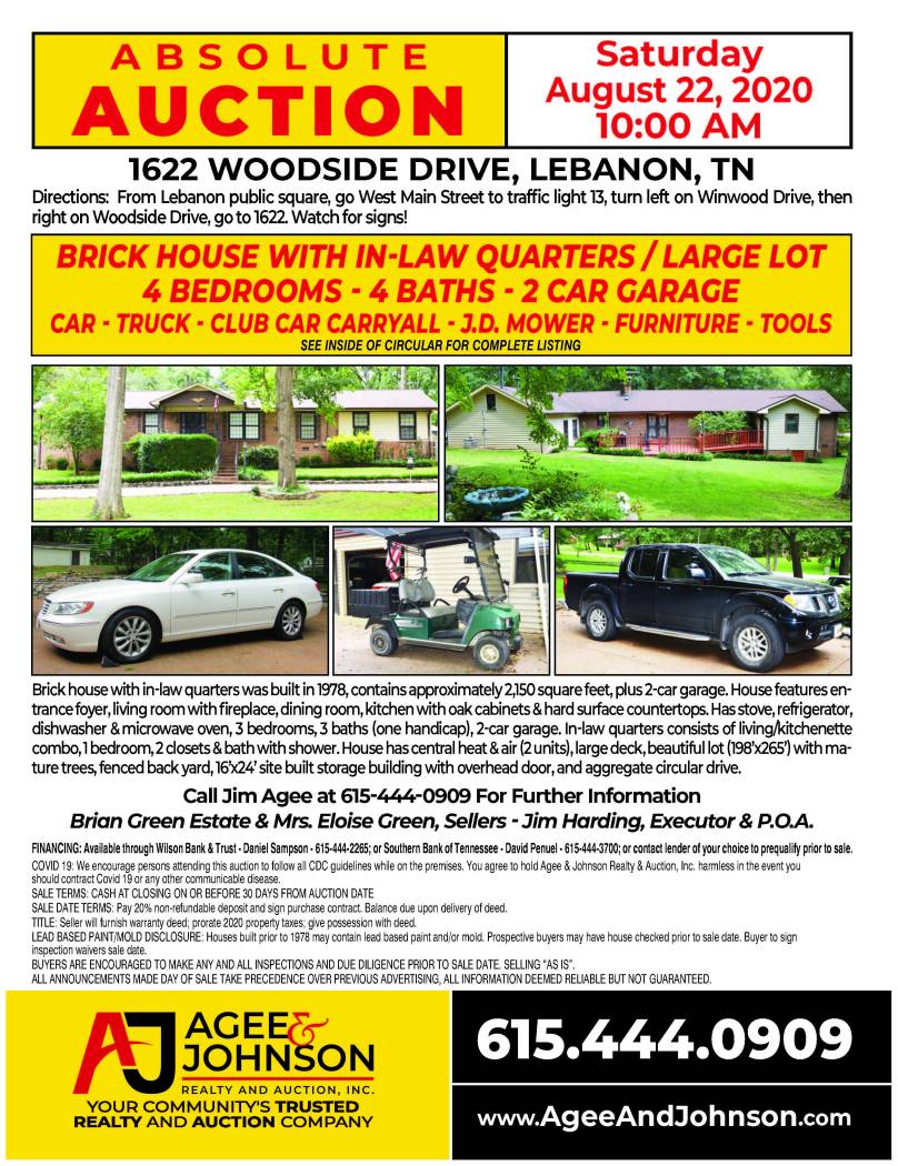 1622 Woodside Dr Absolute Auction