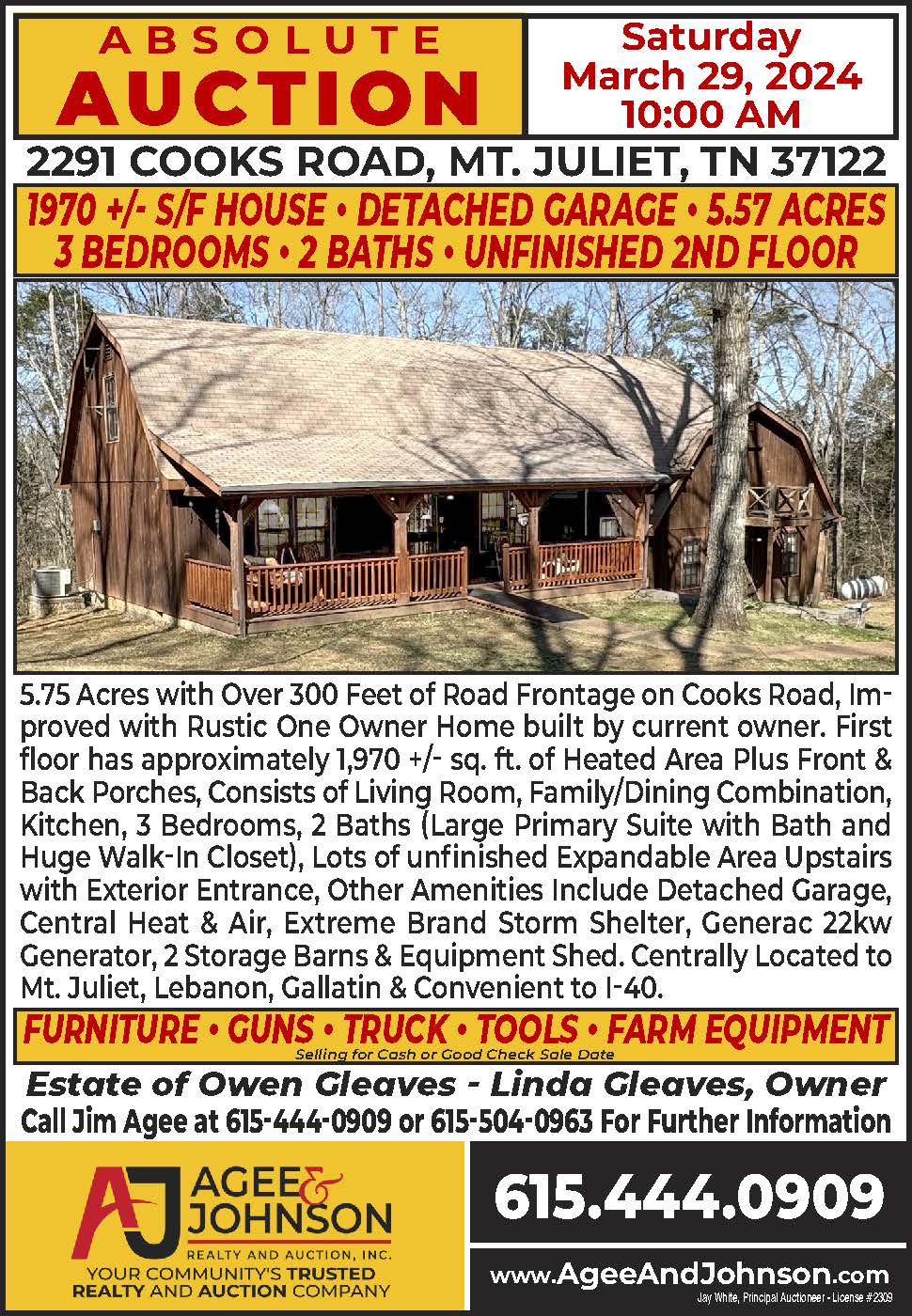 2291 Cooks Rd • Mt Juliet